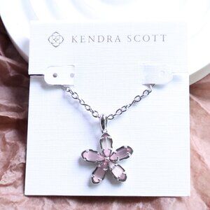 Kendra Scott Pink Cat's Eye Glass Silver Necklace - Kyla